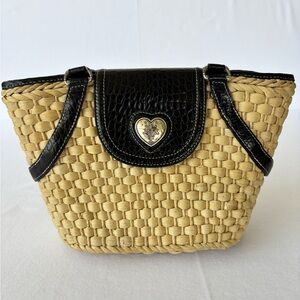 Brighton Woven Basket Purse With Croc Embossed Leather Trim Handbag Purse
